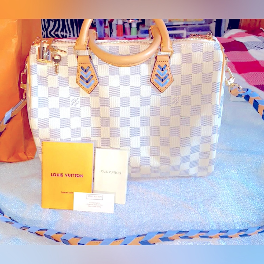 Louise Vuitton Damier Azur Purse, Brand New, “A MUST SEE.”